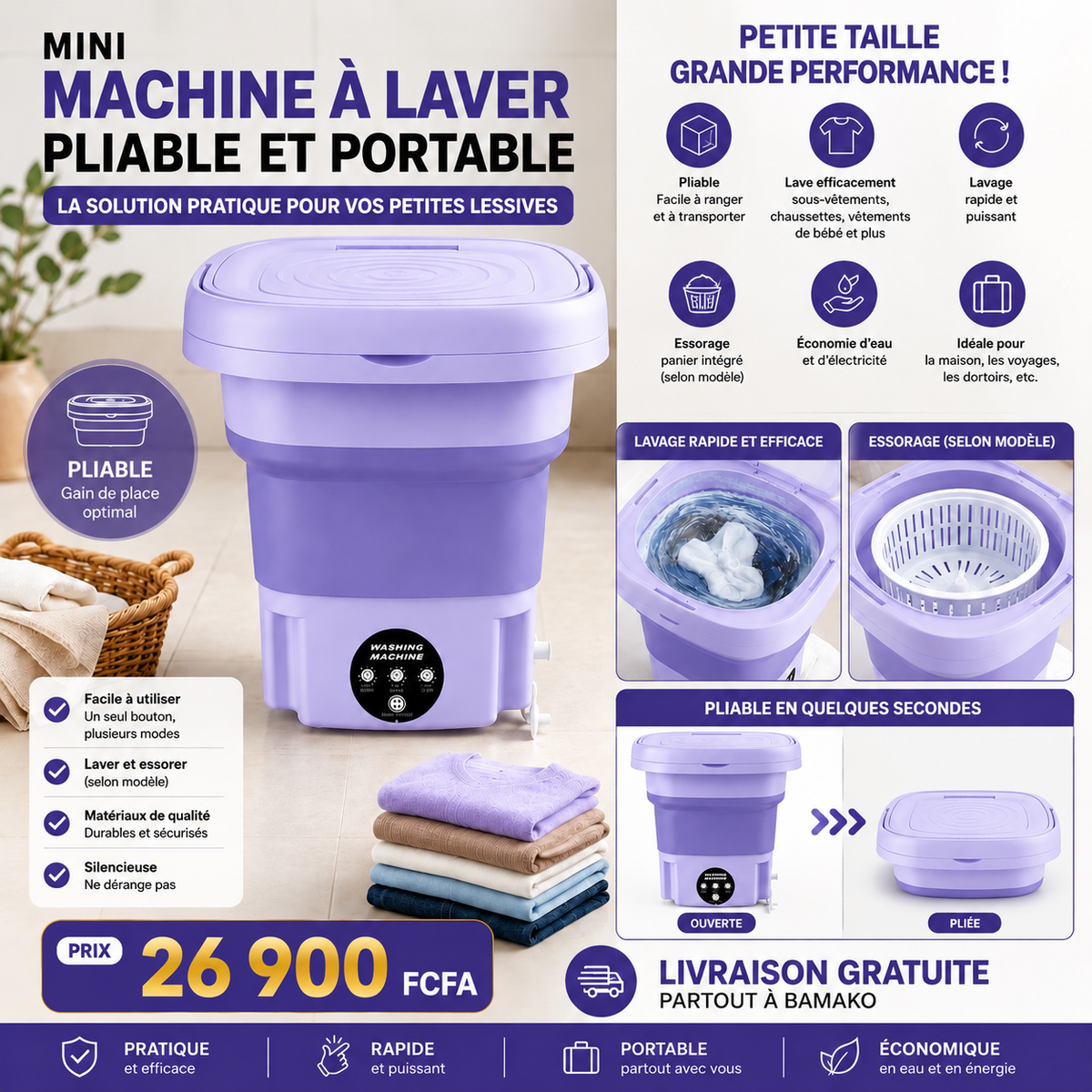 Machine à laver portable , livraison gratuite